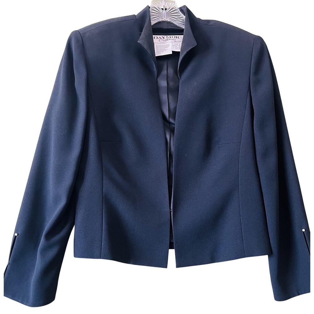 Daymor Couture Black Open Front Blazer Jacket Women's Size 8 Formal Evening